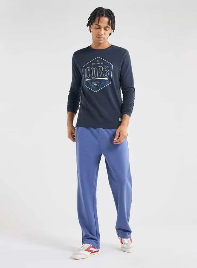 سبلاش فيڤ تيشيرت بياقة ضيقة وأكمام طويلة وطبعات